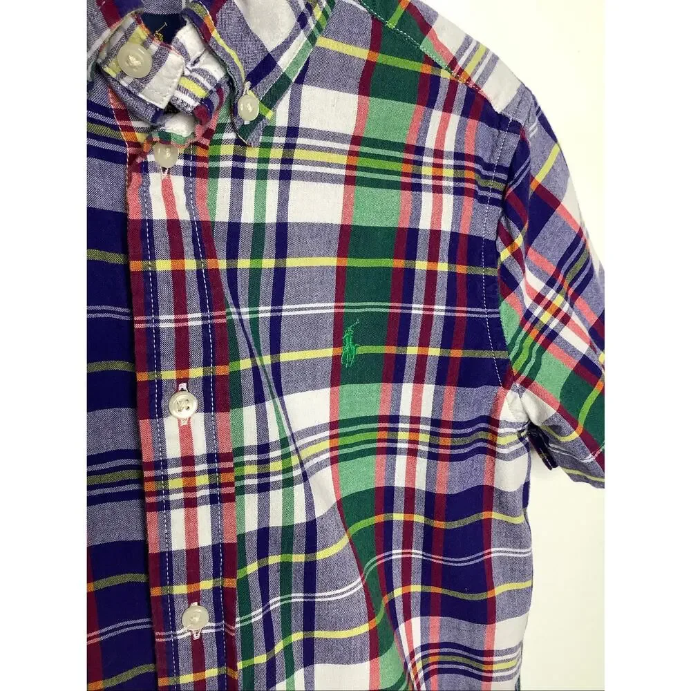 Ralph Lauren Multicolor Plaid Short Sleeve Button Down Shirt 6